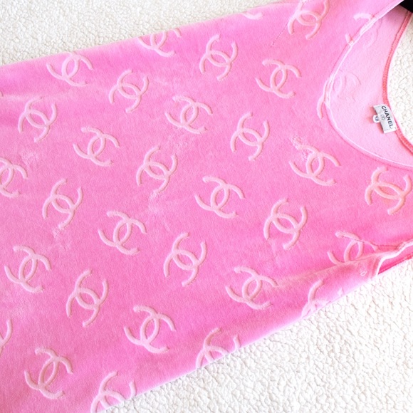 Iconic Chanel Spring 1996 Pink Velour Tunic Dress - Picture 5 of 12